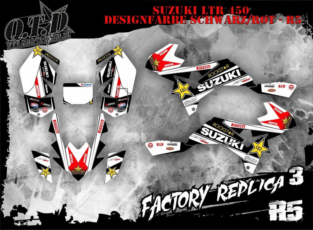 Factory Replica 3 Schwarz-Rot für Suzuki LTR 450